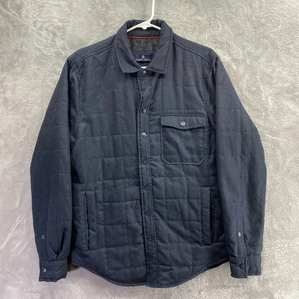 Rainforest Mens Quilted Insulated Tanker Jacket Navy Blue Size M